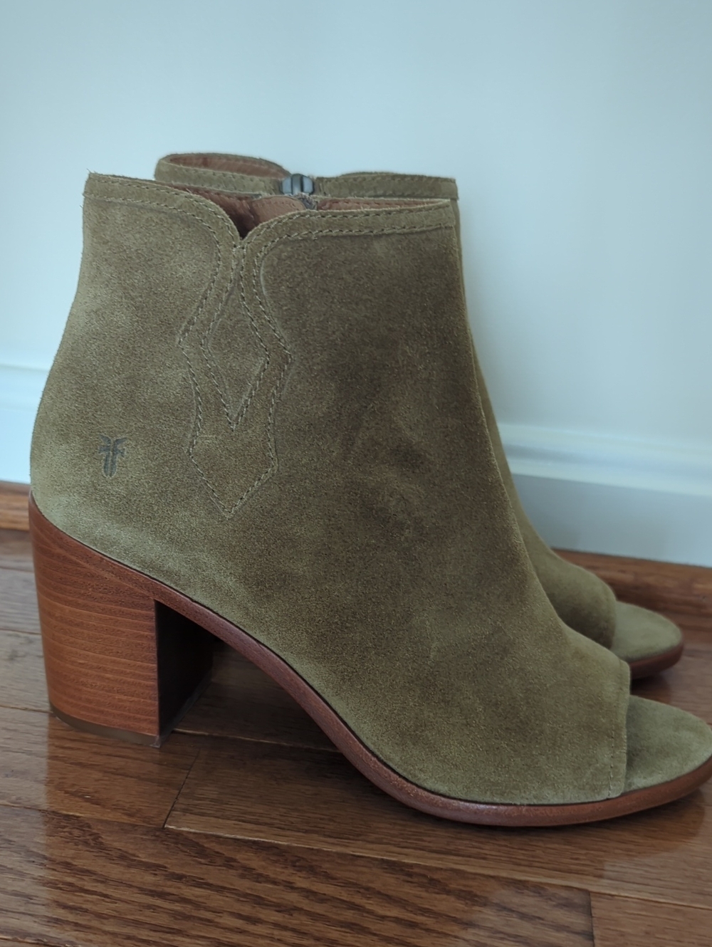Frye Suede Peep-Toe Ankle Boots